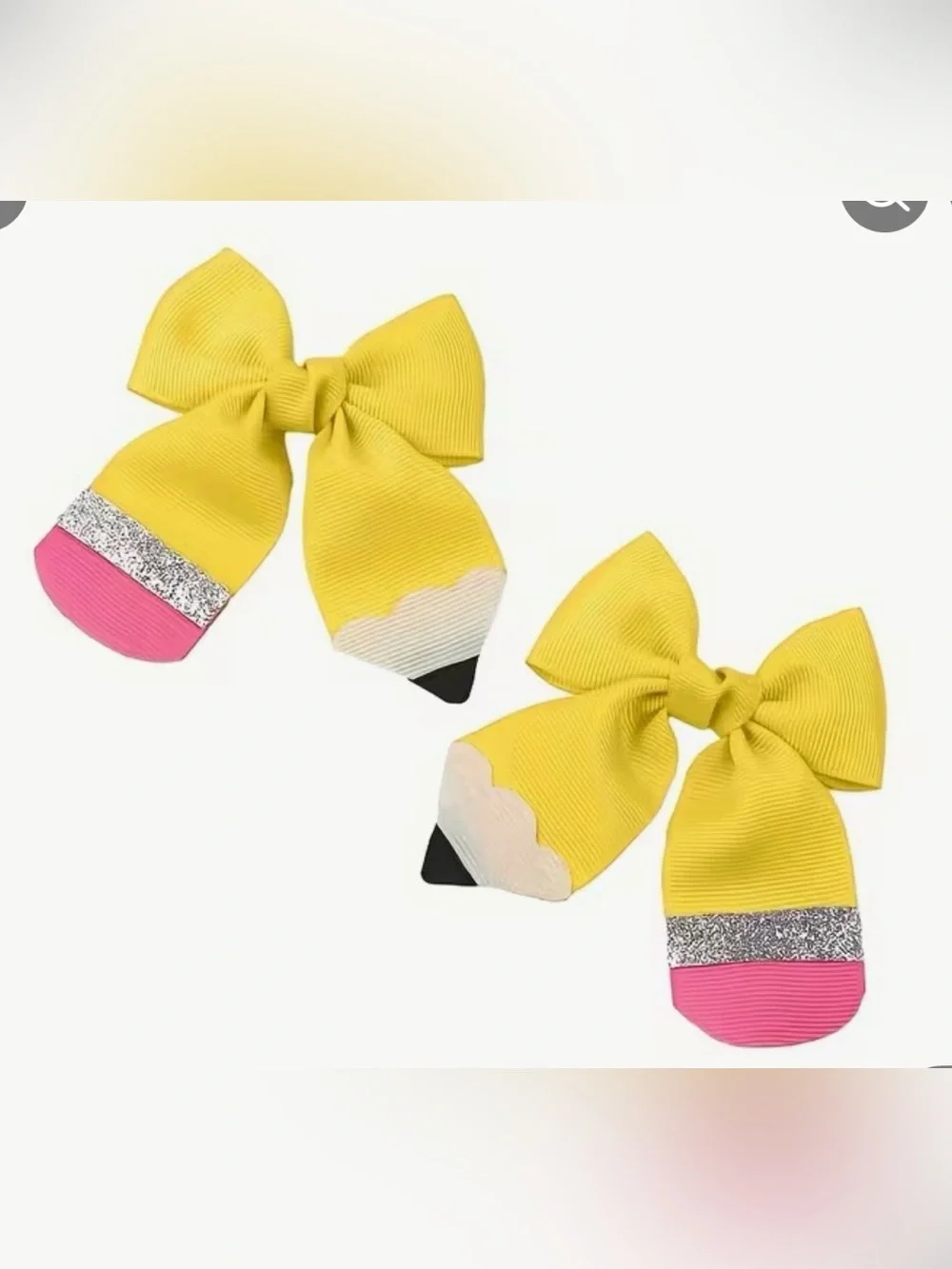 Yellow Pencil-Accent Kids Hair Bows